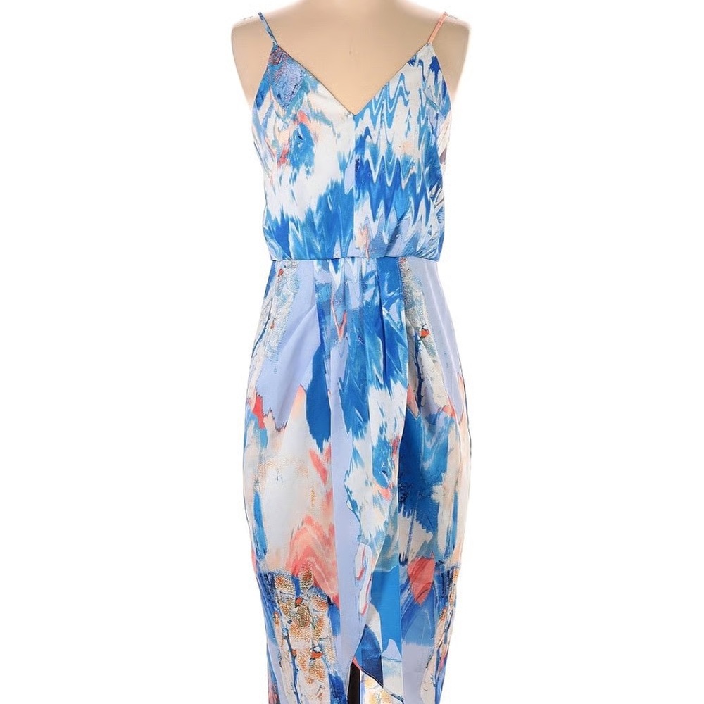 Chelsea28 Blue Maxi Sundress with Spaghetti Straps and V-Neck